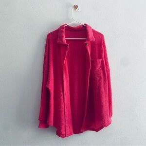 No brand hot pink button down knit sweater
